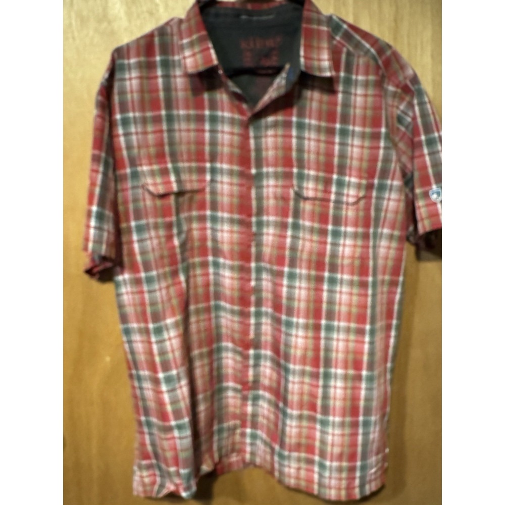 Mens KUHL Short Sleeve Button Front Shirt XL Eluxur Plaid (C1)